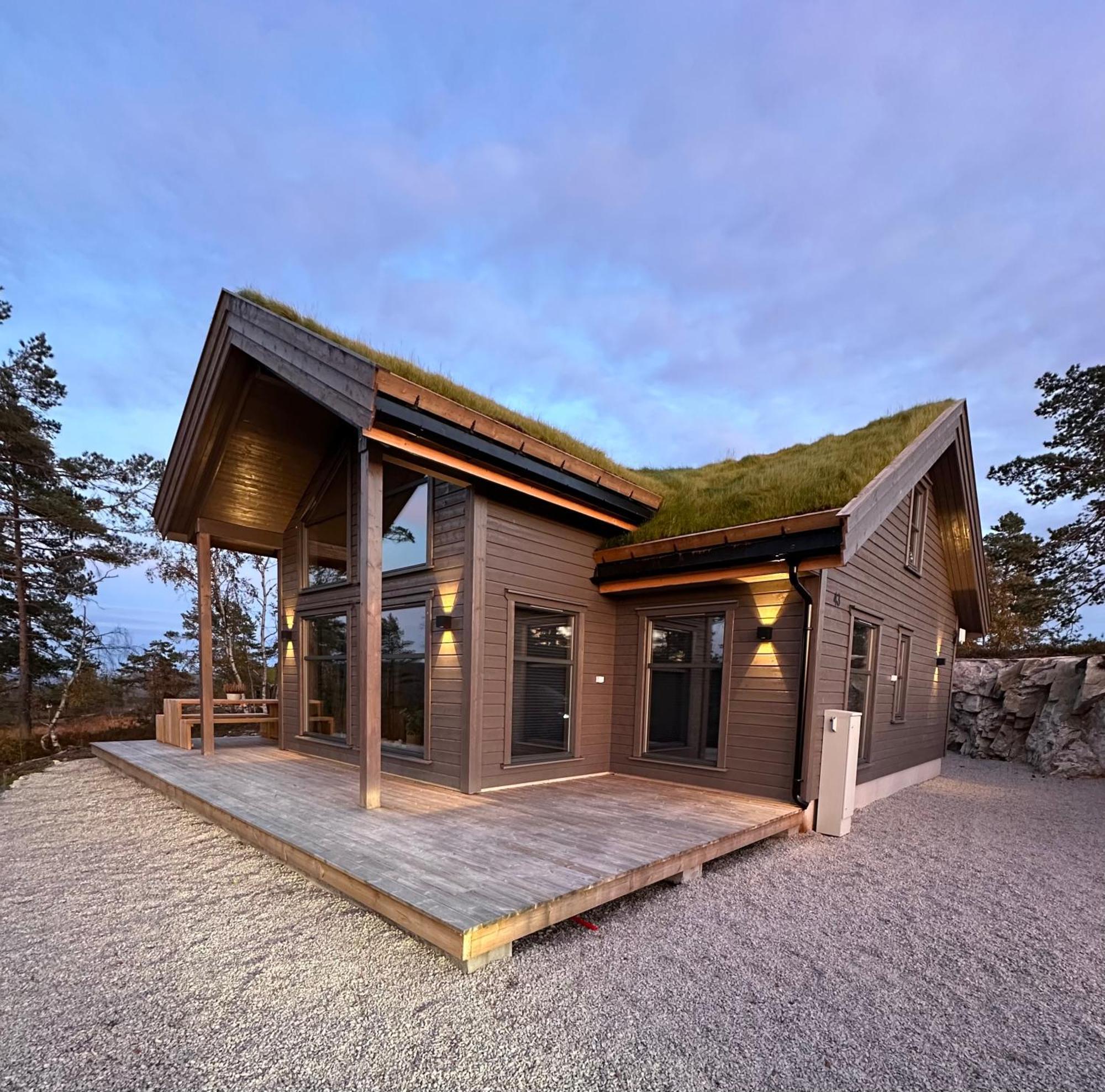 Modern Northern Lights Cabin Drangedal Exteriér fotografie
